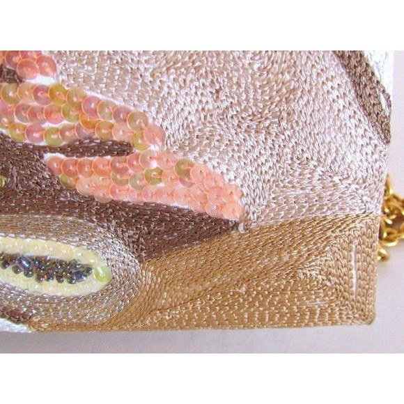 Women'Handbags FRANCHI MULTI COLOR CLUTCH/ GOLD TONE CHAIN SHOULDER STRAP - Picture 12 of 13